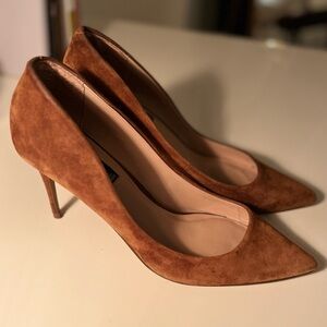 Elegant Brown Suede Women's Heels
